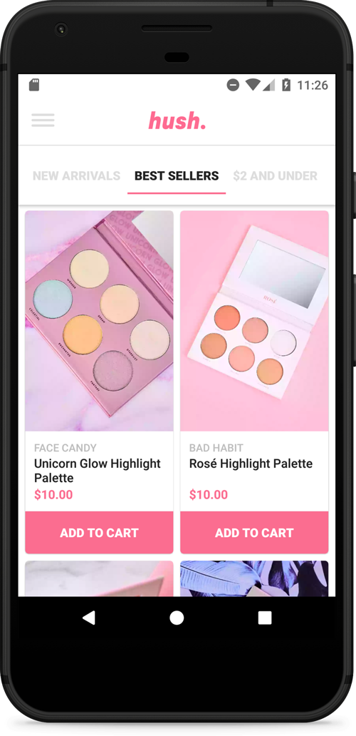 Hush Cosmetics app screenshot